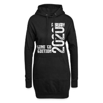 Cadeau Anniversaire Février 2020. February 2020. - Sweat-shirt à capuche long Femme - noir - Devant