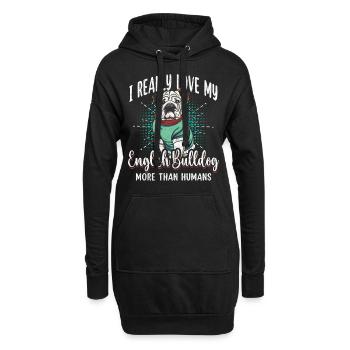 J’aime vraiment mon bouledogue anglais plus que les humains - Sweat-shirt à capuche long Femme - noir - Devant