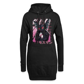 Milkshake à la fraise Mothman Kawaii - Sweat-shirt à capuche long Femme - noir - Devant