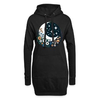 Mond Pilze Cottagecore Blumen Nacht Goblincore - Hoodie-Kleid - Schwarz - Vorne