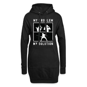 Fencer My Problem My Solution Pictogram Dad Mom - Hoodie-Kleid - Schwarz - Vorne