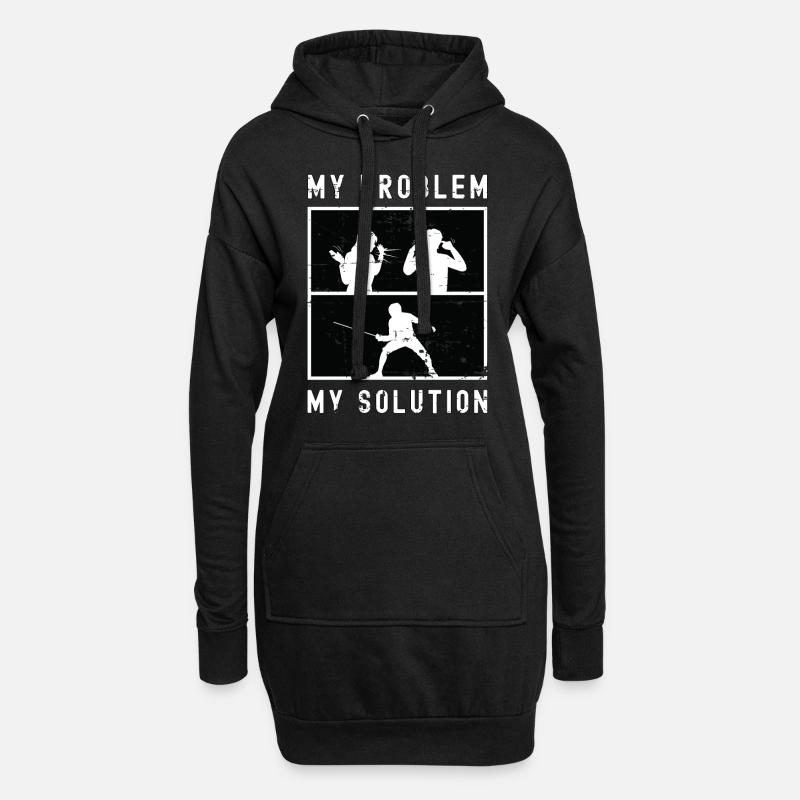 Fencer My Problem My Solution Pictogram Dad Mom - Hoodie-Kleid - Schwarz
