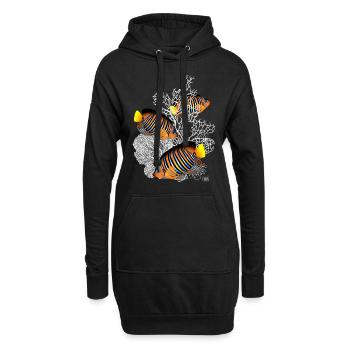 Fische Korallen Meer Ozean Tropische Fische - Hoodie-Kleid - Schwarz - Vorne