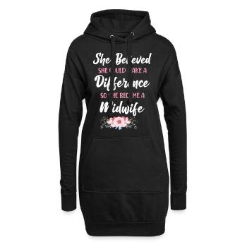 Nurse Midwife Birth Worker She - Hoodie-Kleid - Schwarz - Vorne