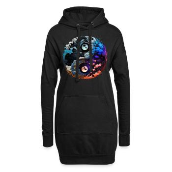 Yin Yang - Hoodie-Kleid - Schwarz - Vorne