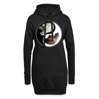Yin Yang Bär - Hoodie-Kleid - Schwarz - Vorne