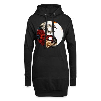Yin Yang Blume - Hoodie-Kleid - Schwarz - Vorne