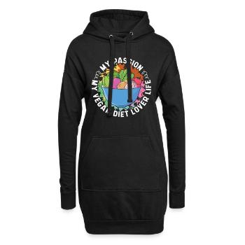 Végétalien Amoureux du régime Ma passion Mon véganisme Sans viande - Sweat-shirt à capuche long Femme - noir - Devant
