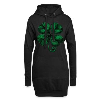 Trèfle vert à quatre feuilles - Sweat-shirt à capuche long Femme - noir - Devant