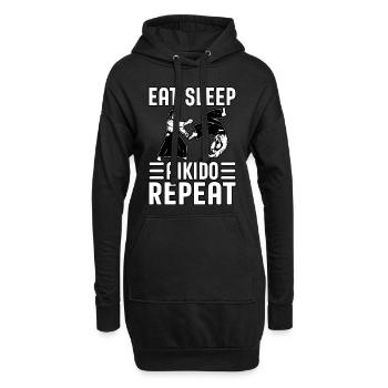 Manger Dormir Aïkido Répéter - Sweat-shirt à capuche long Femme - noir - Devant