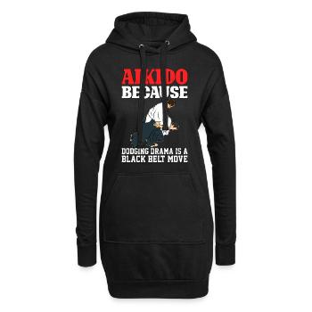 Aïkido parce que l’esquive du drame est un mouvement de ceinture noire - Sweat-shirt à capuche long Femme - noir - Devant