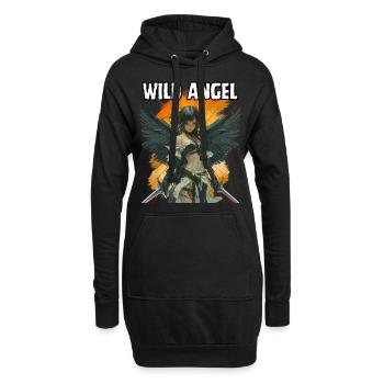 Wild Angel, Beau, Fun, Cool, Ange, Aventure, - Sweat-shirt à capuche long Femme - noir - Devant