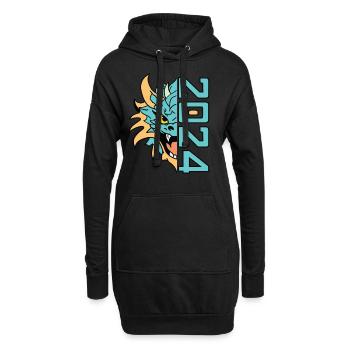 Drache 2024 Chinesisches Neujahr Jahr des Drachen - Hoodie-Kleid - Schwarz - Vorne