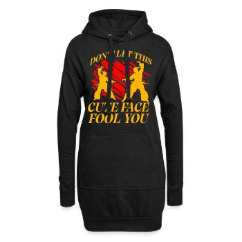 Ne vous laissez pas tromper par ce joli visage - Sweat-shirt à capuche long Femme - noir - Devant