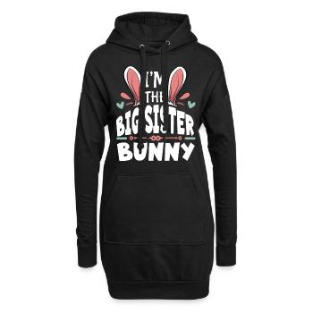 Je suis la grande sœur lapin - Sweat-shirt à capuche long Femme - noir - Devant