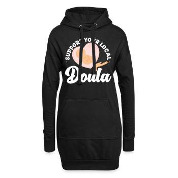 Doula Travailleuse à la naissance Soutien aux fleurs - Sweat-shirt à capuche long Femme - noir - Devant