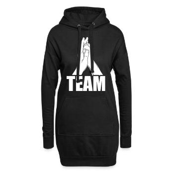 Hand + Hundepfote - High Five - Hunde Fan - Hoodie-Kleid - Schwarz - Vorne
