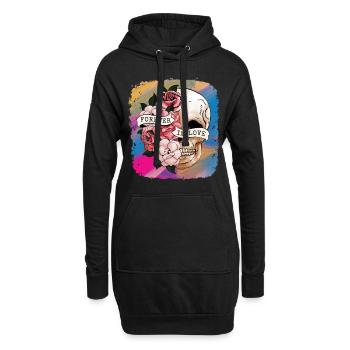 Saint-Valentin Amour pour toujours - Sweat-shirt à capuche long Femme - noir - Devant