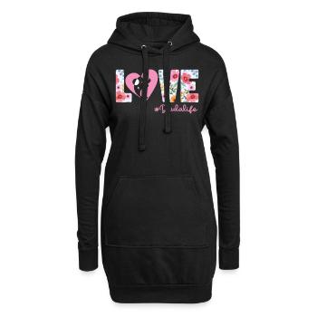 Doula Birth Worker Flower Heart - Hoodie-Kleid - Schwarz - Vorne