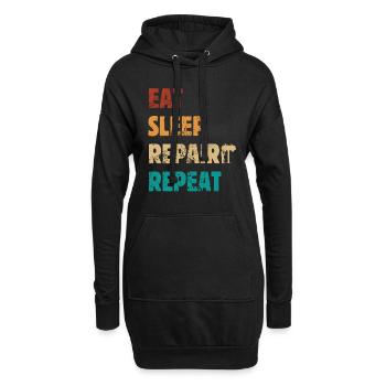 Manger Sommeil Réparer Répéter - Dicton Mécanique - Sweat-shirt à capuche long Femme - noir - Devant