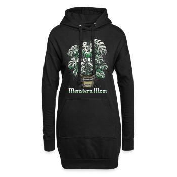 Monstera Mom - Hoodie-Kleid - Schwarz - Vorne