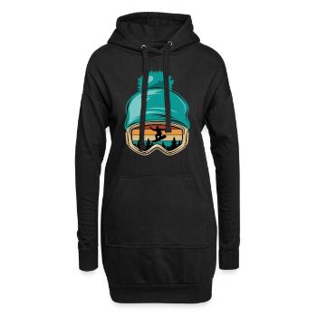 Snowboard, Halfpipe, Wintersport, Skibrille - Hoodie-Kleid - Schwarz - Vorne