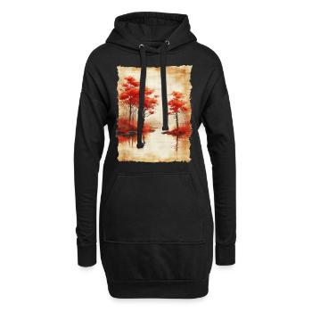 Klassische Szenerie Papyrusrolle Onsen Japanische - Hoodie-Kleid - Schwarz - Vorne