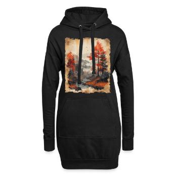 Klassische Szenerie Papyrusrolle Onsen Japanische - Hoodie-Kleid - Schwarz - Vorne