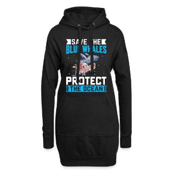 Rettet die Blauwale, schützt den Ozean - Hoodie-Kleid - Schwarz - Vorne