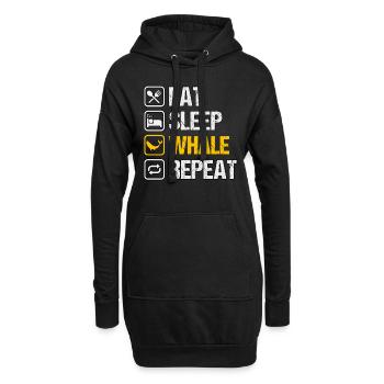 Essen Schlaf Wal Wiederholung - Hoodie-Kleid - Schwarz - Vorne