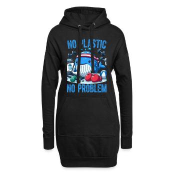 Kein Plastik, kein Problem - Hoodie-Kleid - Schwarz - Vorne