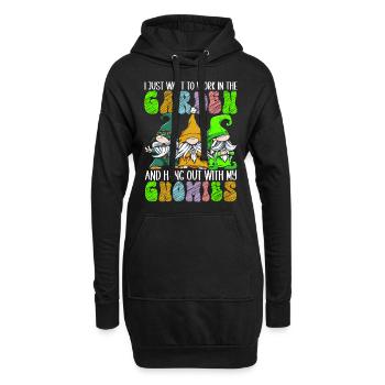 Gartenzwerge Gartenarbeit - Hoodie-Kleid - Schwarz - Vorne