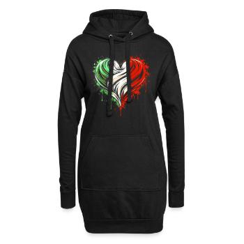 Italienisches Herz - Hoodie-Kleid - Schwarz - Vorne