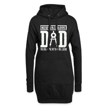Civil Engineer Dad The Idol The Myth Construction - Hoodie-Kleid - Schwarz - Vorne