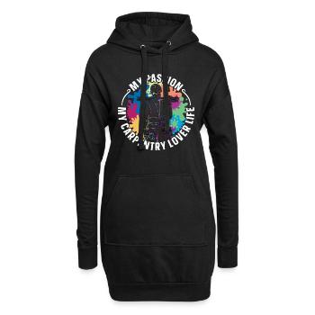 Amoureux de la menuiserie Ma passion Ma menuiserie Menuisier - Sweat-shirt à capuche long Femme - noir - Devant
