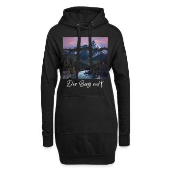 the mountain is calling - Hoodie Dress - black - Front