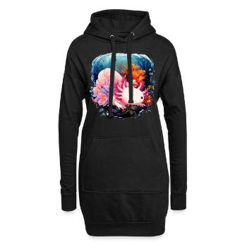 axolotl - Sweat-shirt à capuche long Femme - noir - Devant