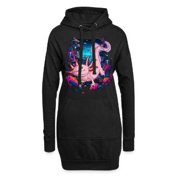 Axolotl - Hoodie-Kleid - Schwarz - Vorne