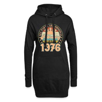 Février 1976. Cadeau d’anniversaire février 1976. - Sweat-shirt à capuche long Femme - noir - Devant