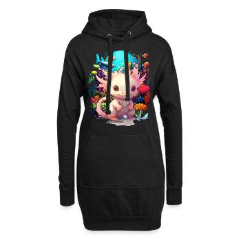 axolotl - Sweat-shirt à capuche long Femme - noir - Devant