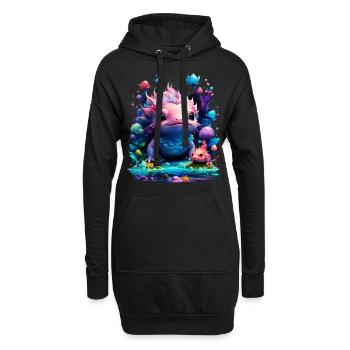 axolotl - Sweat-shirt à capuche long Femme - noir - Devant