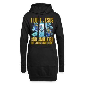 Ich liebe Jesus und den Kaiserfisch, aber Jesus steht an erster Stelle - Hoodie-Kleid - Schwarz - Vorne