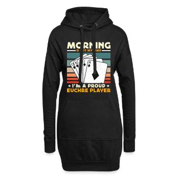 Euchre Player Morning Is Not My Time Playing Cards - Hoodie-Kleid - Schwarz - Vorne