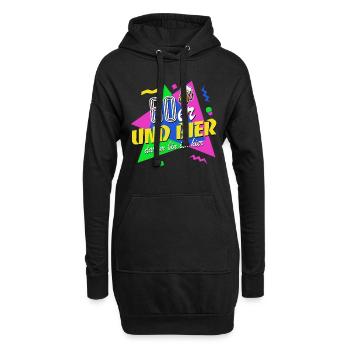 80er und Bier darum bin ich hier - 80er Jahre - Hoodie-Kleid - Schwarz - Vorne