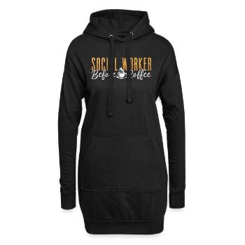 Travailleur social avant l’amateur de café du service social - Sweat-shirt à capuche long Femme - noir - Devant