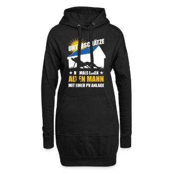 Unterschätze nie einen alten Mann mit PV Anlage - Hoodie-Kleid - Schwarz - Vorne