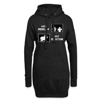 Capybara Amoureux Mon Problème Mon Pictogramme Papa Maman - Sweat-shirt à capuche long Femme - noir - Devant