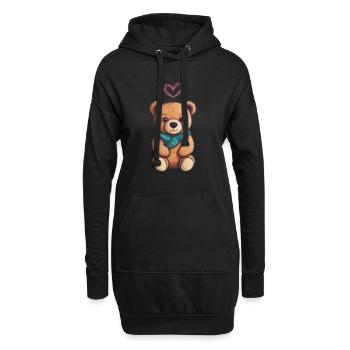Teddy Bear Cartoon with Heart Teddy Bear Cute - Hoodie Dress - black - Front