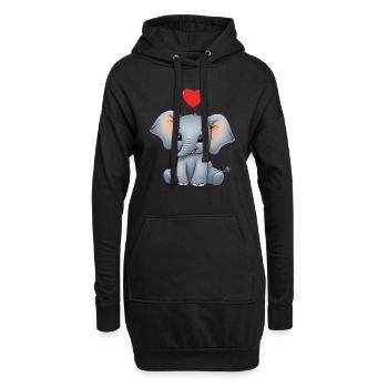 Éléphant Coloré Mignon Éléphant Bébé - Sweat-shirt à capuche long Femme - noir - Devant