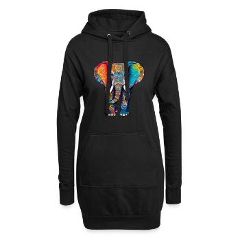 Elefant Bunt Süßes Elefanten Baby Mandala Hindi - Hoodie-Kleid - Schwarz - Vorne